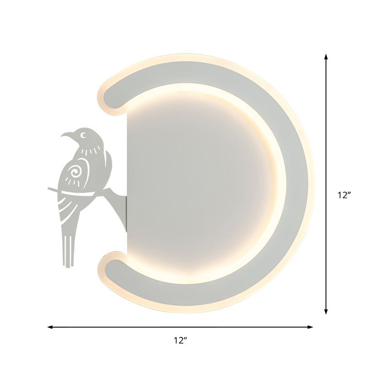 C-Shape and Bird toward Left/Right Acrylic Wall Sconce Light Contemporary White LED Wall Lamp in Warm/White Light
