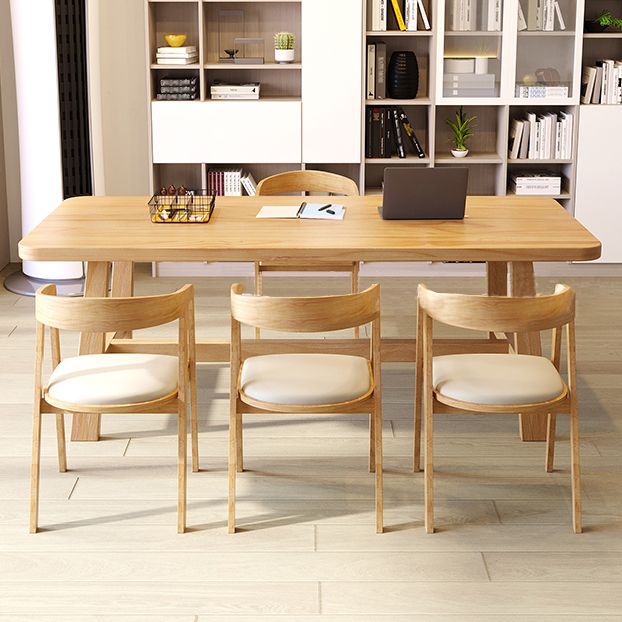 Modern Style Office Desk Solid Wood Trestle Writing Desk for Home