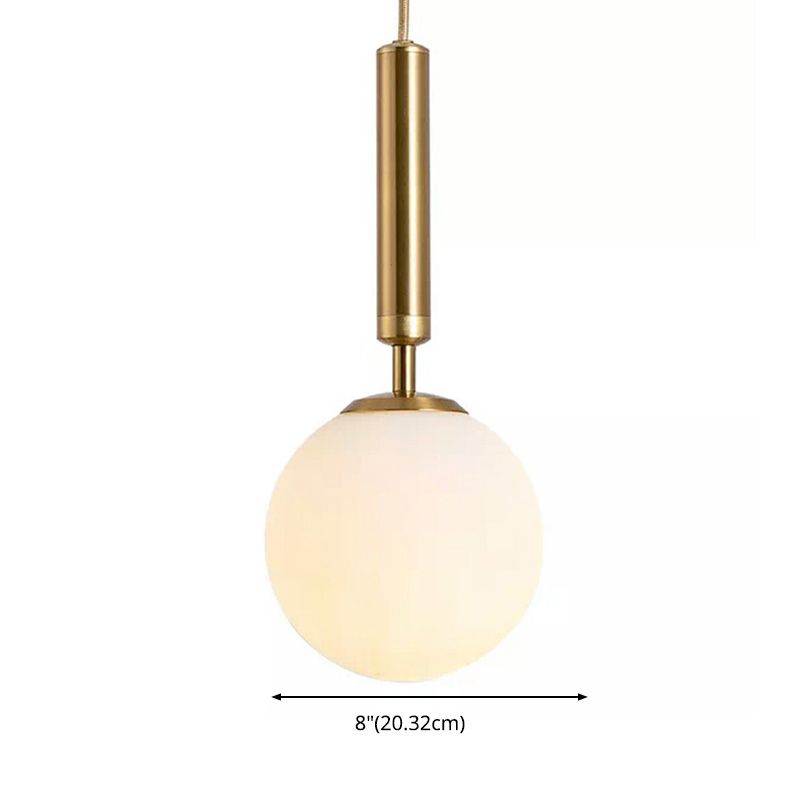Bedroom Suspension Pendant Light Nordic White Pendant Light Kit with Orb Glass Shade
