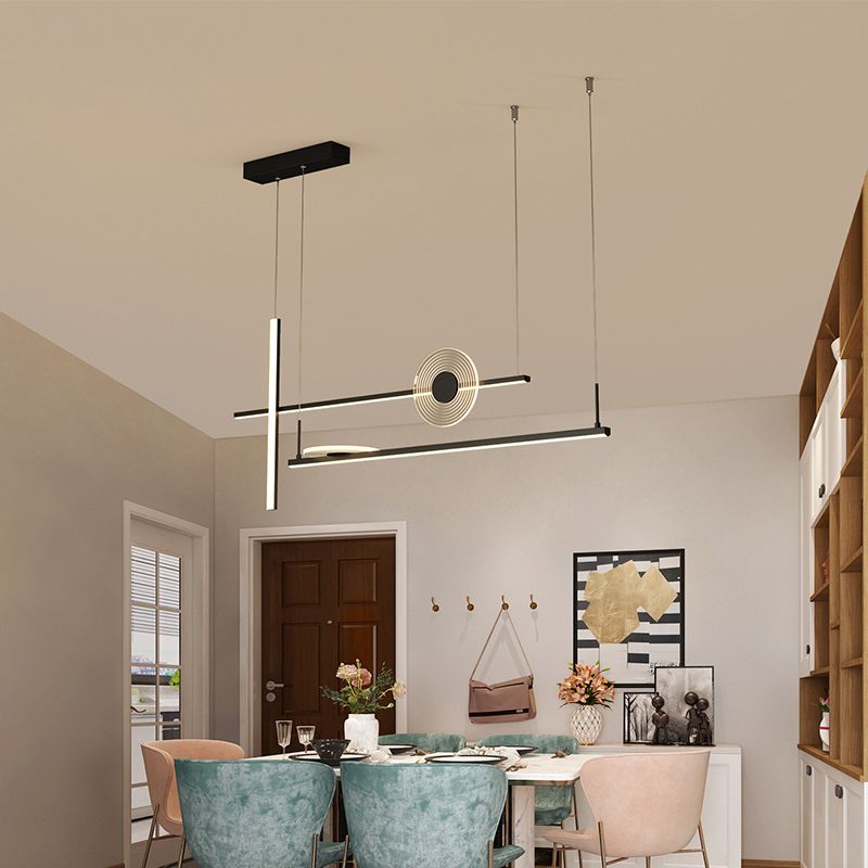 Modern Lighting Chandelier Linear Island Lighting Metal 5 Light Island Pendant Lights