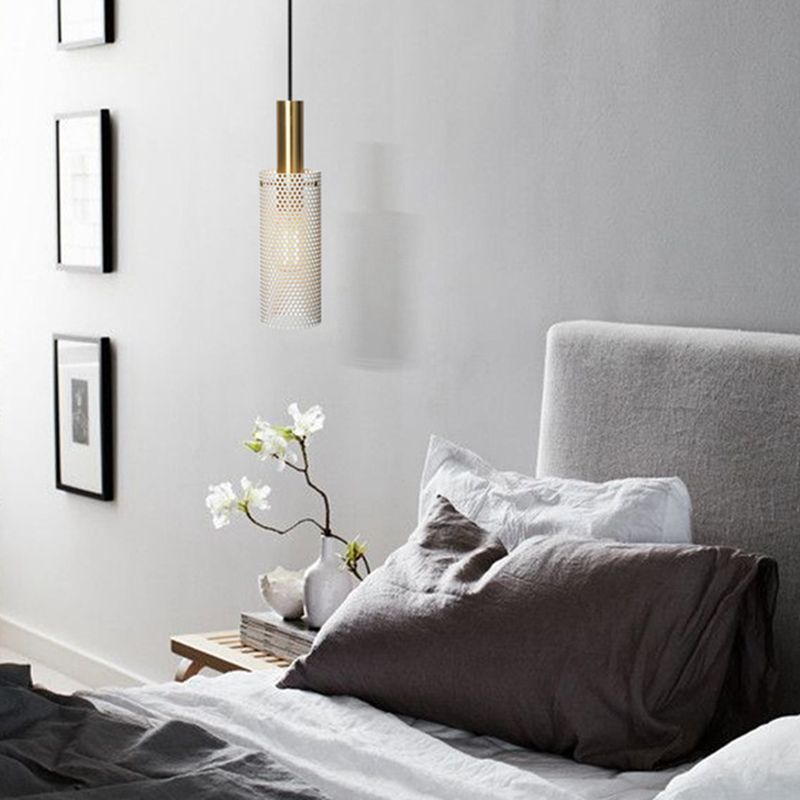 Witte honingraat hanger lamp postmodern 1-licht metaalhanglicht voor slaapkamer