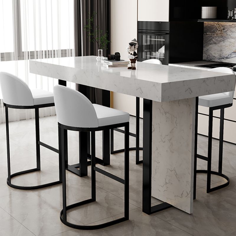 Modern Bar Table Set 1/2/5 Pcs Faux Marble Rectangular Bar Set for Indoor