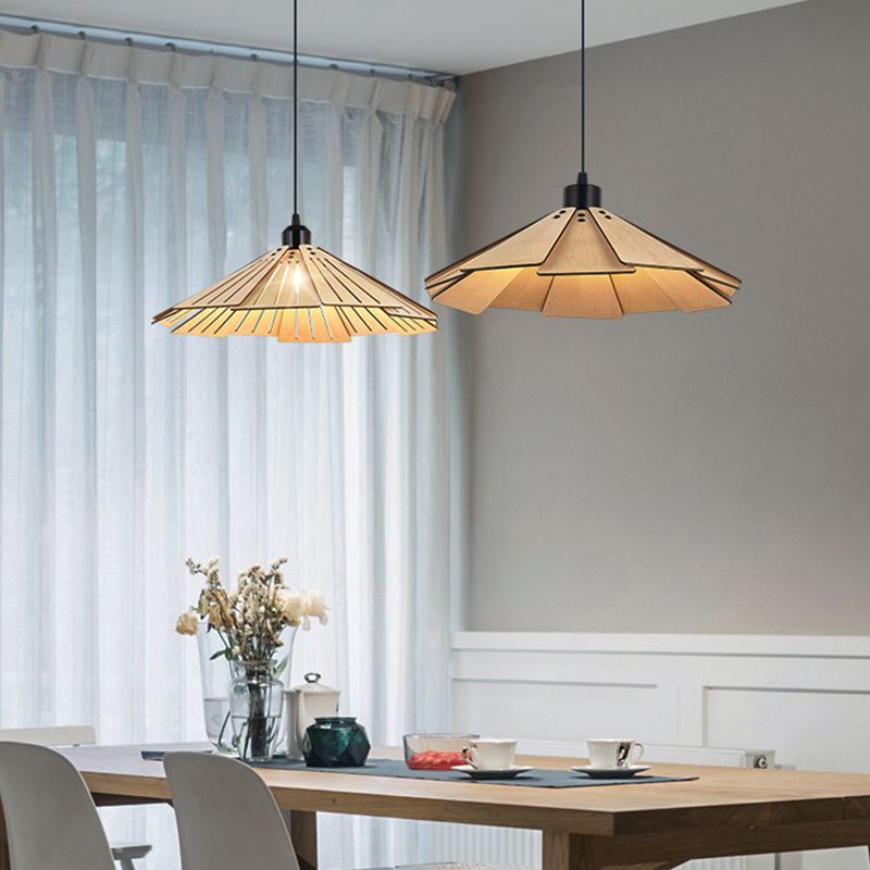 Moderne stijl geometrische down verlichting hout 1 lichte hangende lamp voor eetkamer