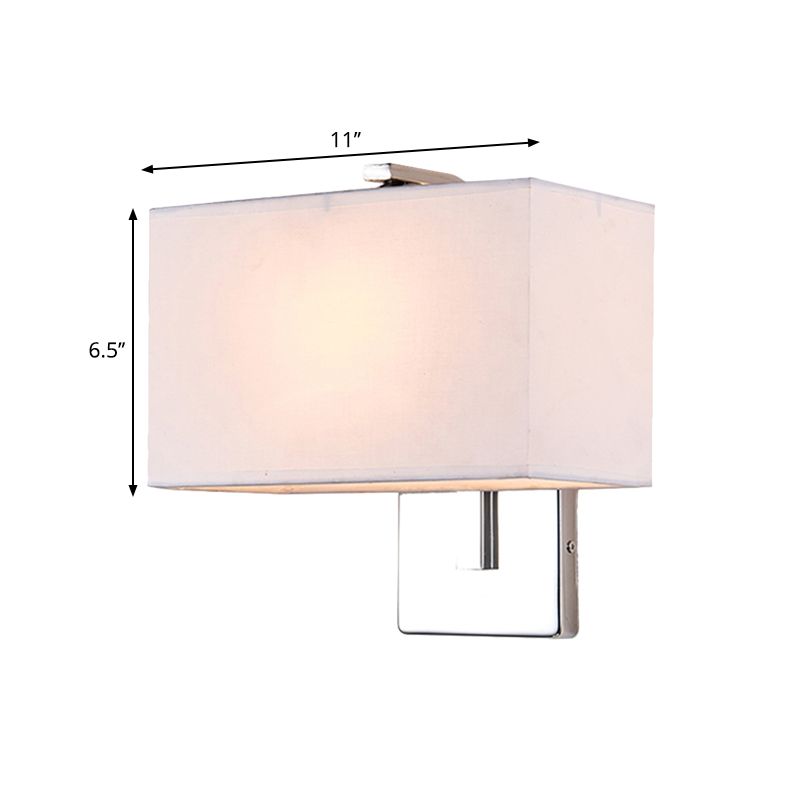 Contemporary Rectangle Wall Light Fixture Fabric LED Wall Sconce Lighting in Chrome for Living Room