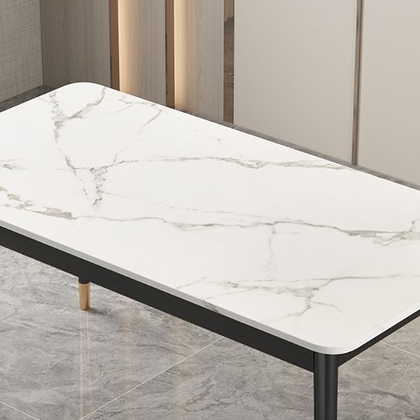 Modern Style Rectangle Stone Table Standard Height Dining Table with 4 Legs
