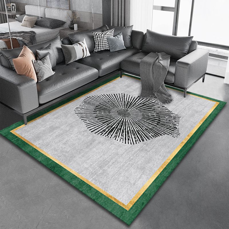 Light Grey Modern Rug Polyester Pattern Area Rug Non-Slip Backing Rug for Sitting Room