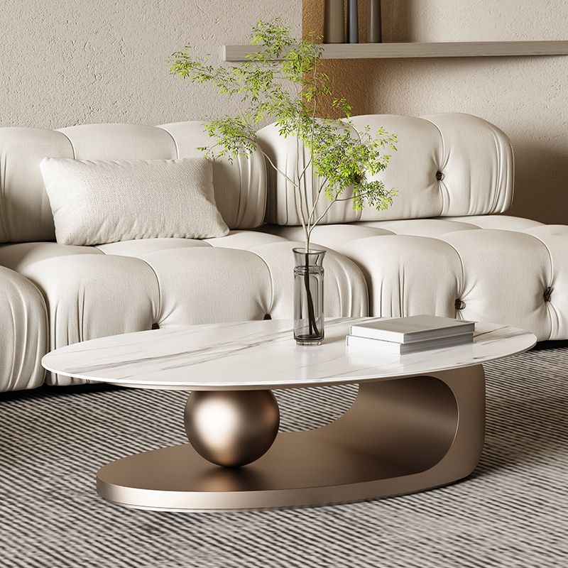 Abstract Stone Coffee Table with Storage Luxurious 1 Single Cocktail Table