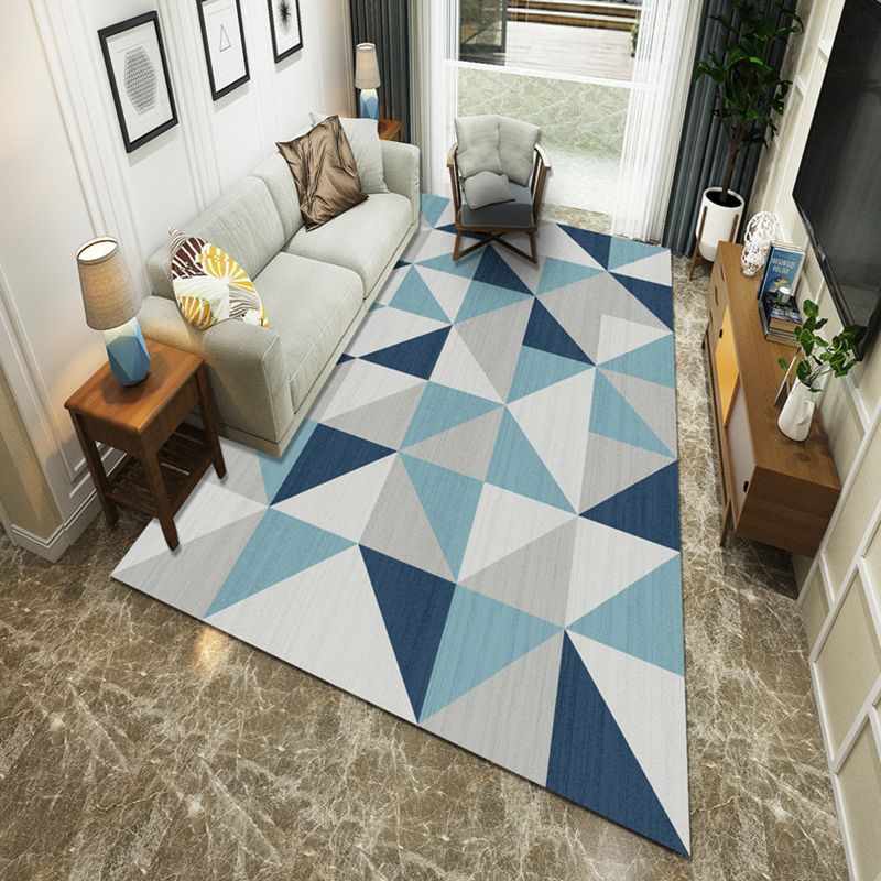 Modernist Geometric Block Rug Multicolor Synthetics Rug Stain Resistant Washable Non-Slip Rug for Family Room