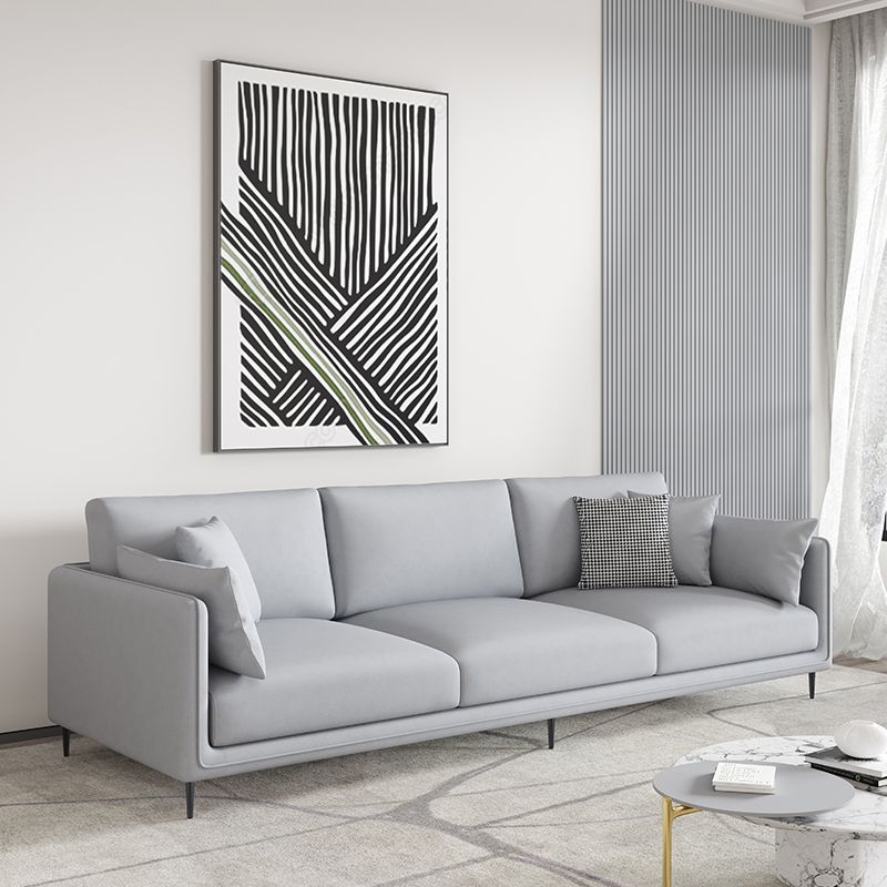 Zeitgenössische Kunstleder -Smoking -Standardsofa mit Folsterkissen