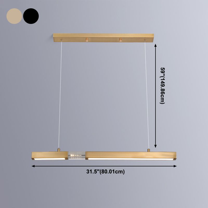 Linear Island Lighting Fixtures Contemporary Metal Island Ceiling Light for Dining Room