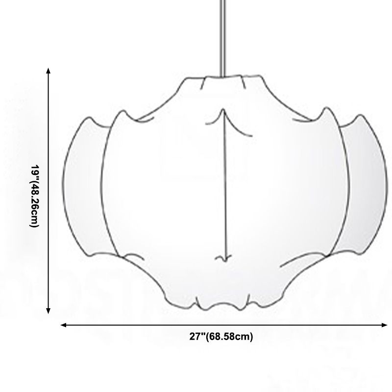 Fabric Shaded Pendant Lighting Fixture Minimalist Style White Hanging Light