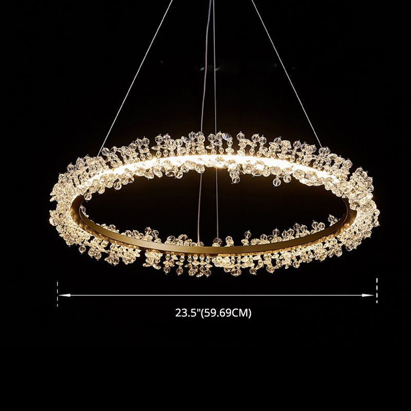 K9 Crystal Goldelier LED LED Minimalist Round Suspension Spender Light per camera da letto