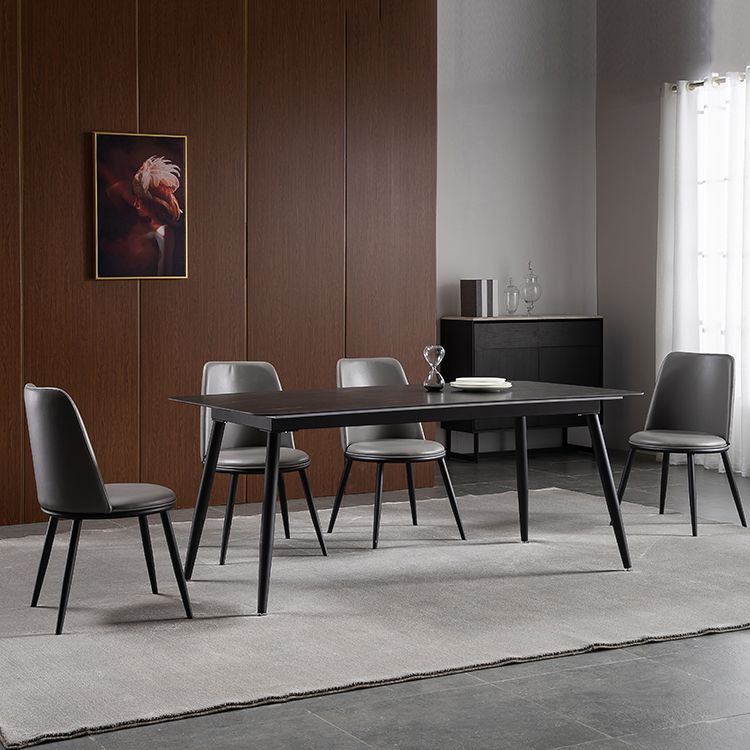 Modern 1/4/5/7 Pieces Rectangle Dinette Set with Sintered Stone Top Black Dining Table Set