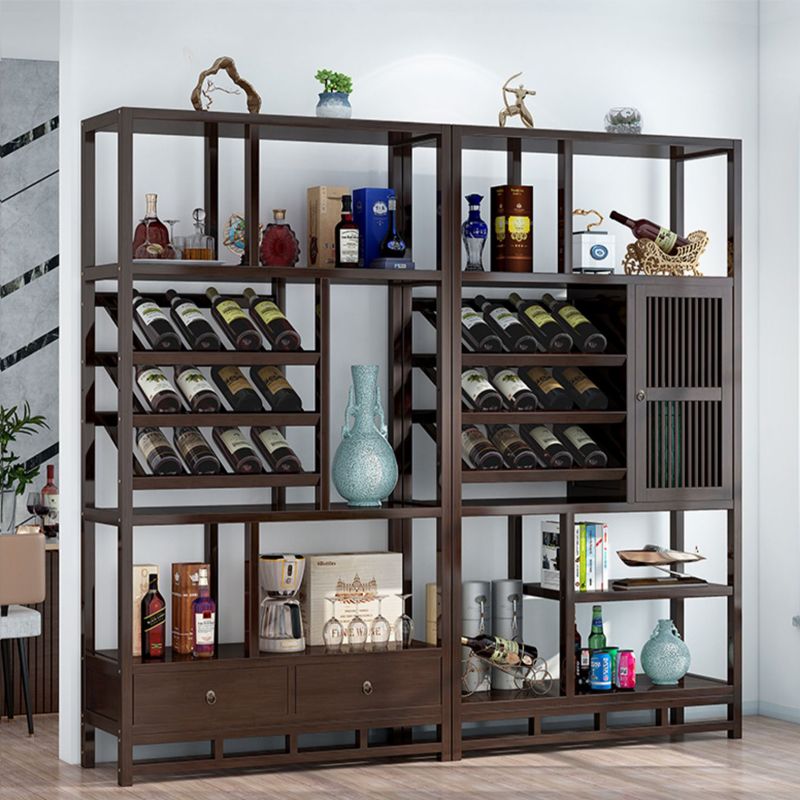 Traditional Brown Wine Rack Floor Wood Wine Bottle Rack for Living Room