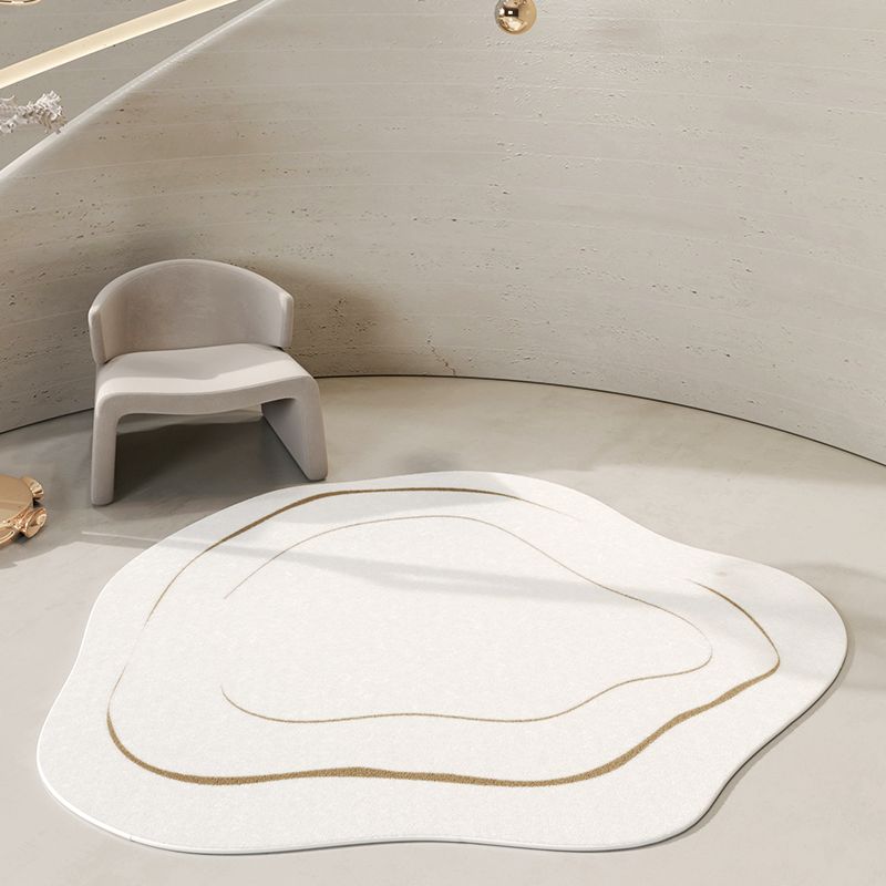 White Casual Rug Polyester Color Piece Rug Washable Area Rug for Living Room