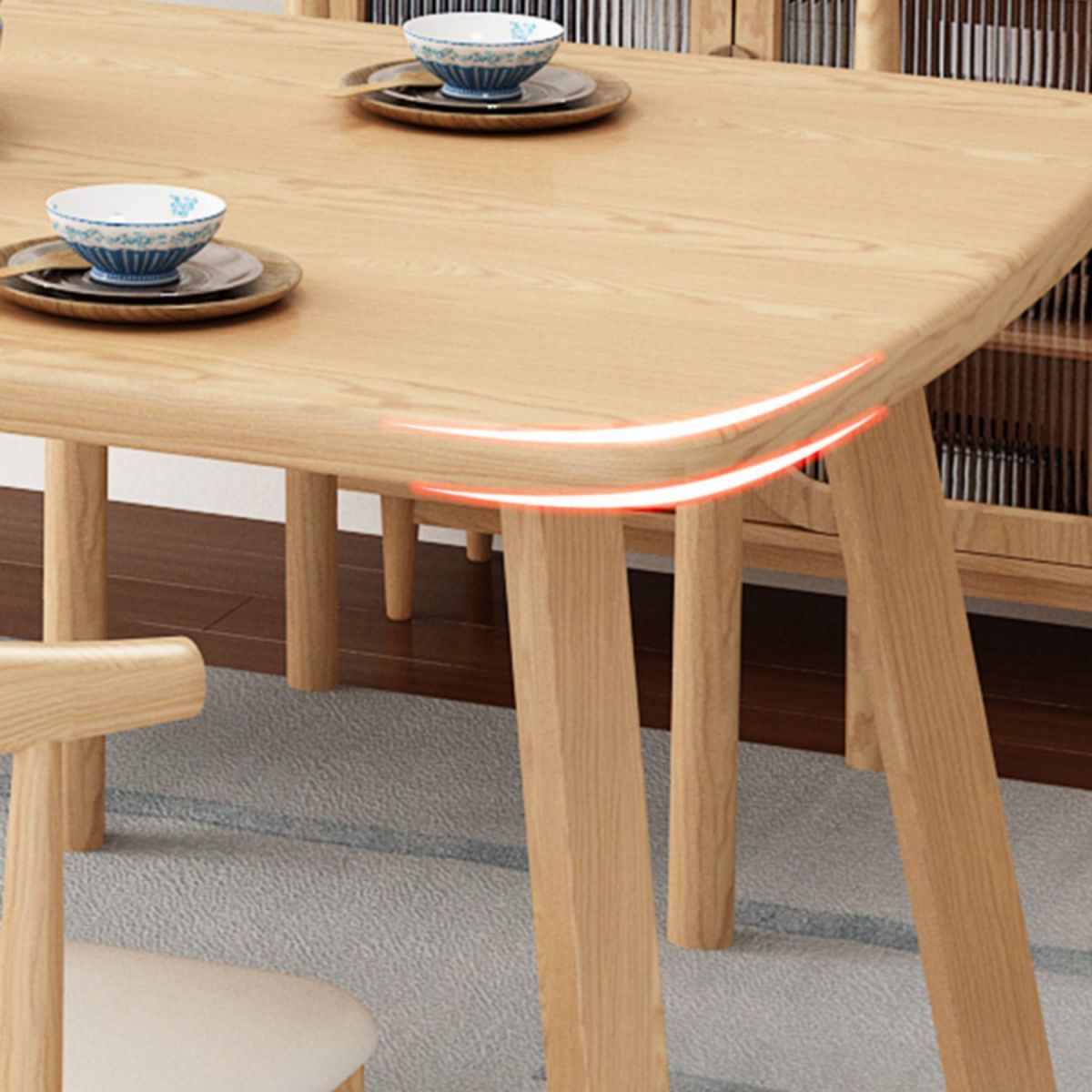 Contemporary Rectangular Dining Table with Trestle for 2-4 People