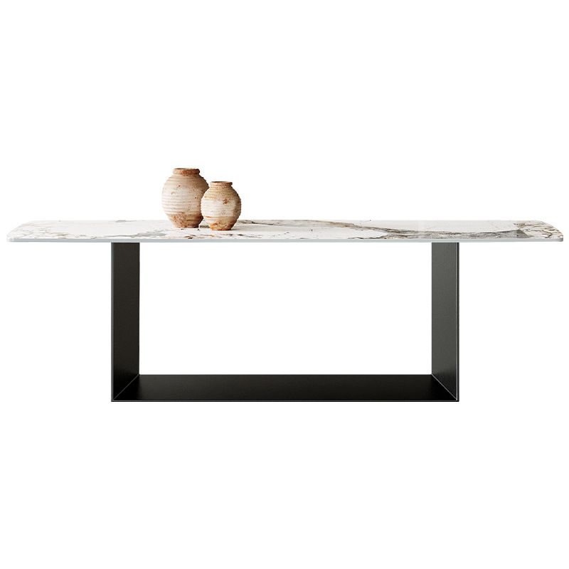 Traditional Luxury Dining Table Black and White Marble Rectangle Dining Table for Home