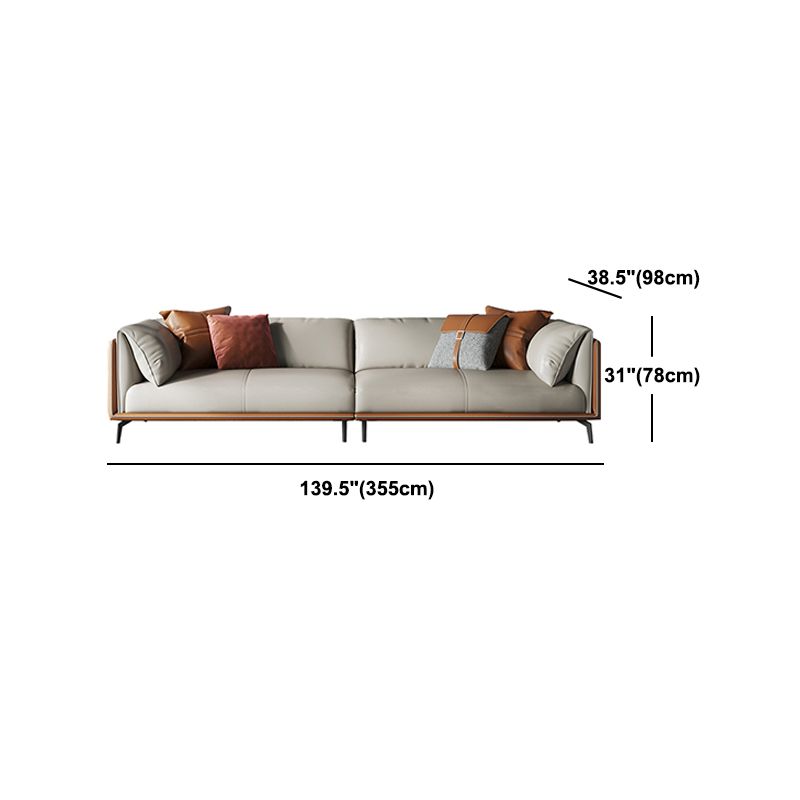 30.7" H Modern Cushions Sofa Genuine Leather Pillow Top Arm Sofa & Chaise