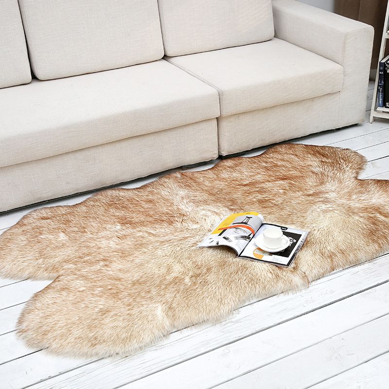 Shaggy Plain Rug Multi-Color Scandinavian Carpet Faux Fur Machine Washable Non-Slip Backing Pet Friendly Rug for Home