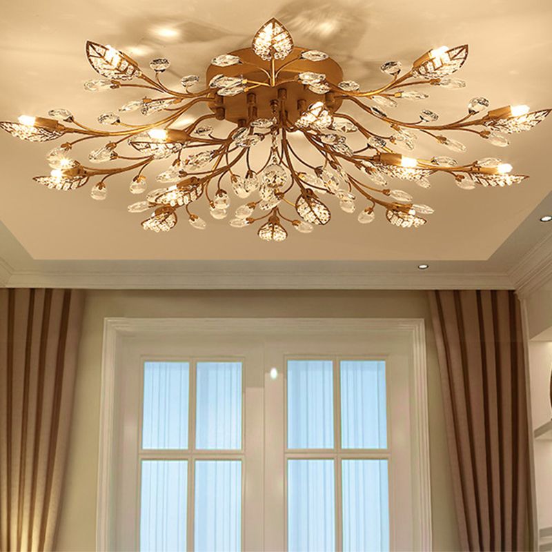 Lámpara de techo radial de múltiples luces de múltiples iluminación de techo de cristal de estilo moderno para sala de estar