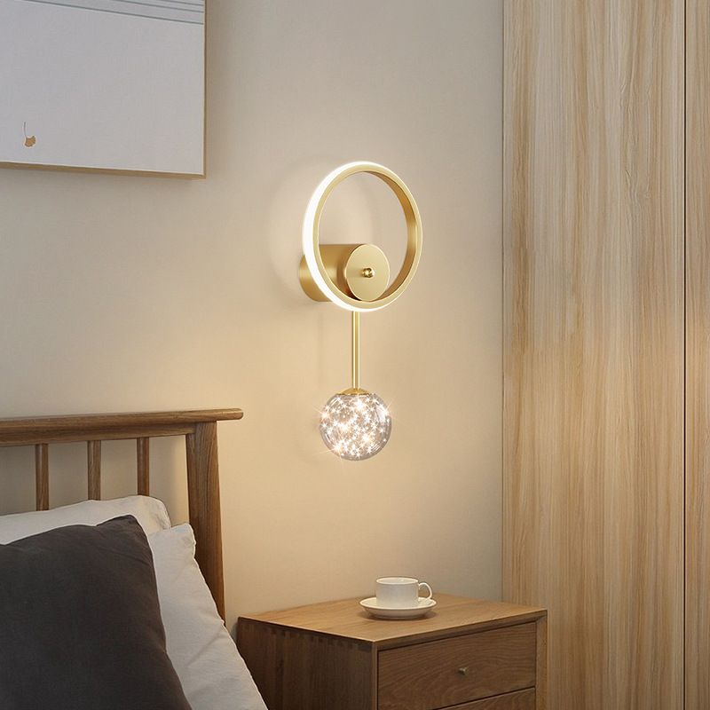 Round Shape Glass Wall Light Modern Style 2 Lights Wall Mount Light