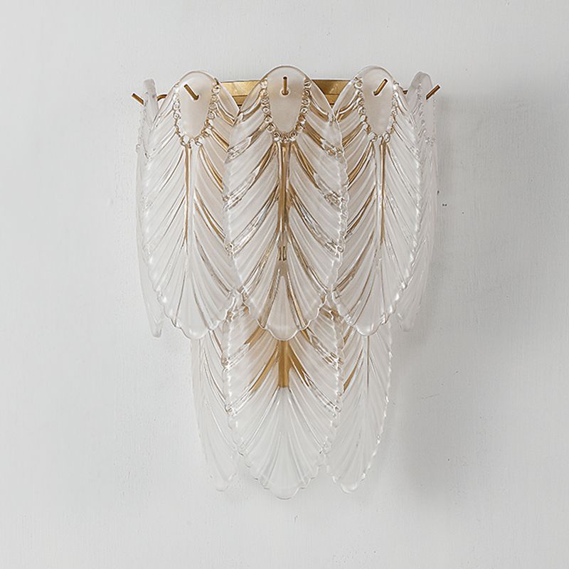 Leaf Flush Mount Wall Sconce Postmodern Crystal Gold Wall Light for Living Room