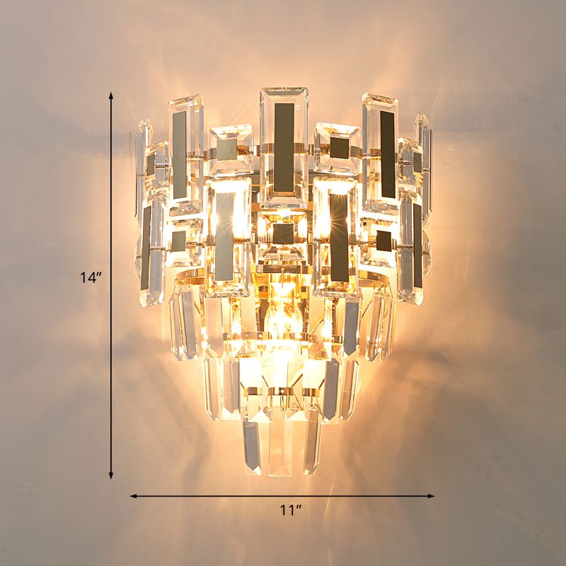 5 niveaux Clear Crystal-Rectangle Lampe murale contemporaine 3-Light Room Flux Flush Mount Murce