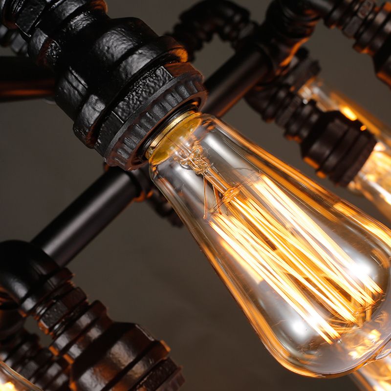 13 teste illuminazione a soffitto pipa rustica lampadario lampadario in ferro in nero