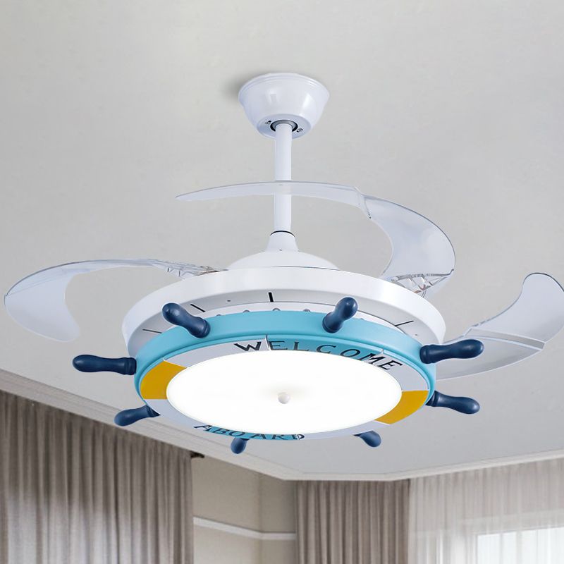 Éclairage de ventilateur pendentif à LED Bleu à LED Bleu et bleu clair de 24,5 "de largeur avec 3 lames transparentes