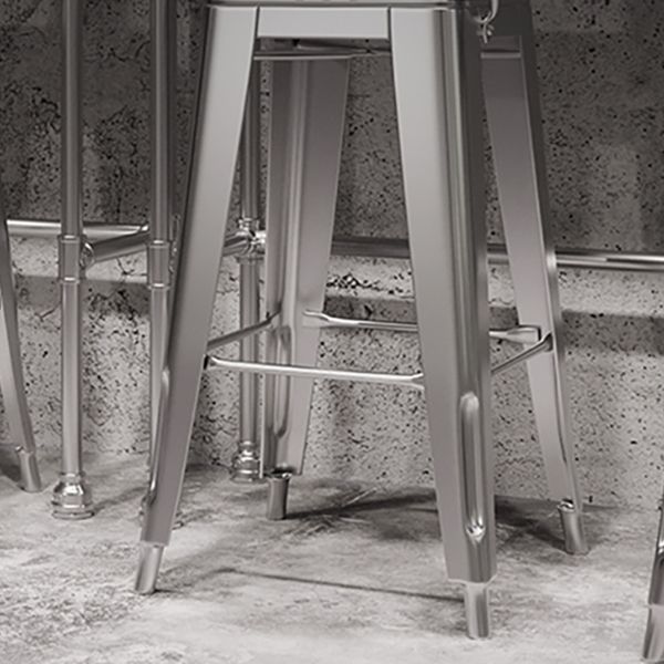 Footrest Backrest Counter-height Stool Industrial Wood and Metal Counter Chair in Silver