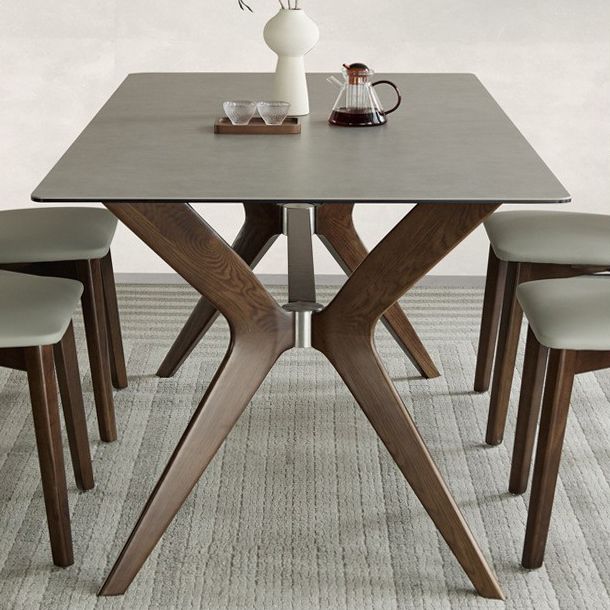Modern Style Sintered Stone Dining Table Set Wood 1/2/5/7 Pieces Dining Set
