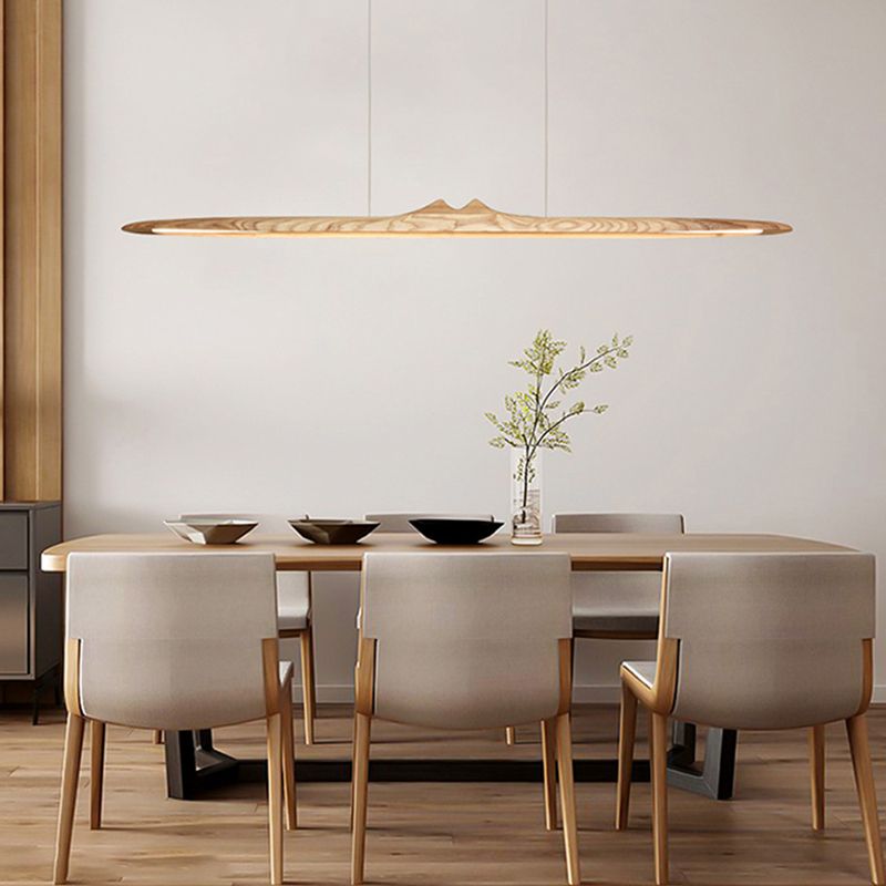 Wood Hanging Pendant Lights Nordic Modern Linear Hanging Lamps for Tea Room