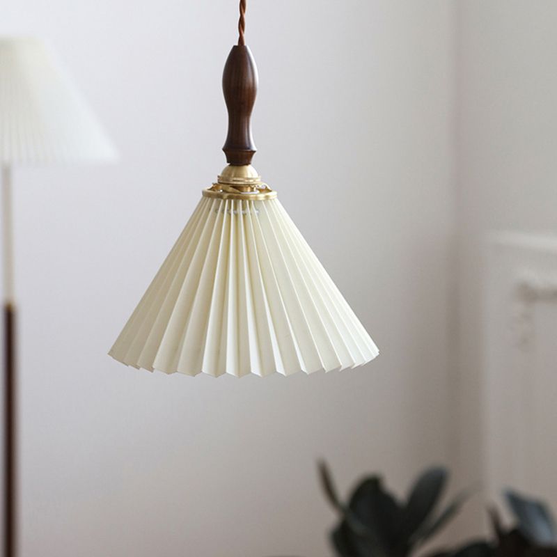 Conical Hanging Pendant Light Minimalist Wood Dining Room Hanging Light Fixture