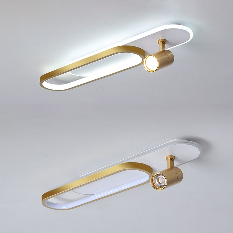 Acrilic Oval LED SEMI FLUST MAUT IN MODERNO LIGUATO DI METALE METALE CONCIDO PER CORRIDORE