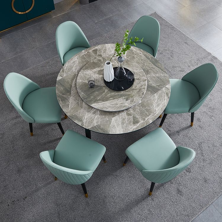 Nordic Glam Style Leather Dining Chair Parsons Chair with Wooden Legs for Kitchen