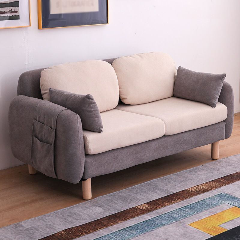 Scandinavian Loveseat with Two Pillow Back and Storage for Apartment