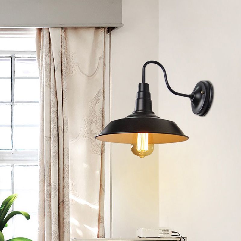 1 hoofd door ganenwanden muurlicht landelijke stijl metalen sconce verlichtingsarmatuur met schuurschaduw