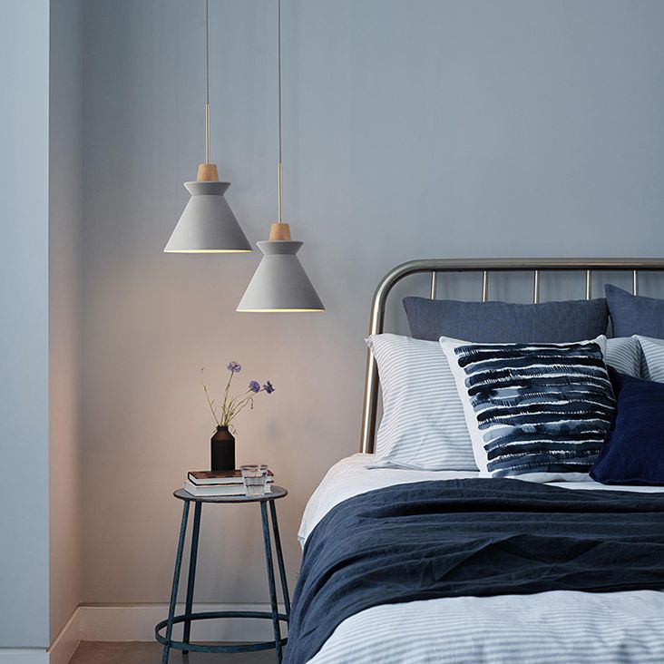 Cone Shaped Cement Hanging Ceiling Light Modern Style Hanging Light Kit for Bedroom