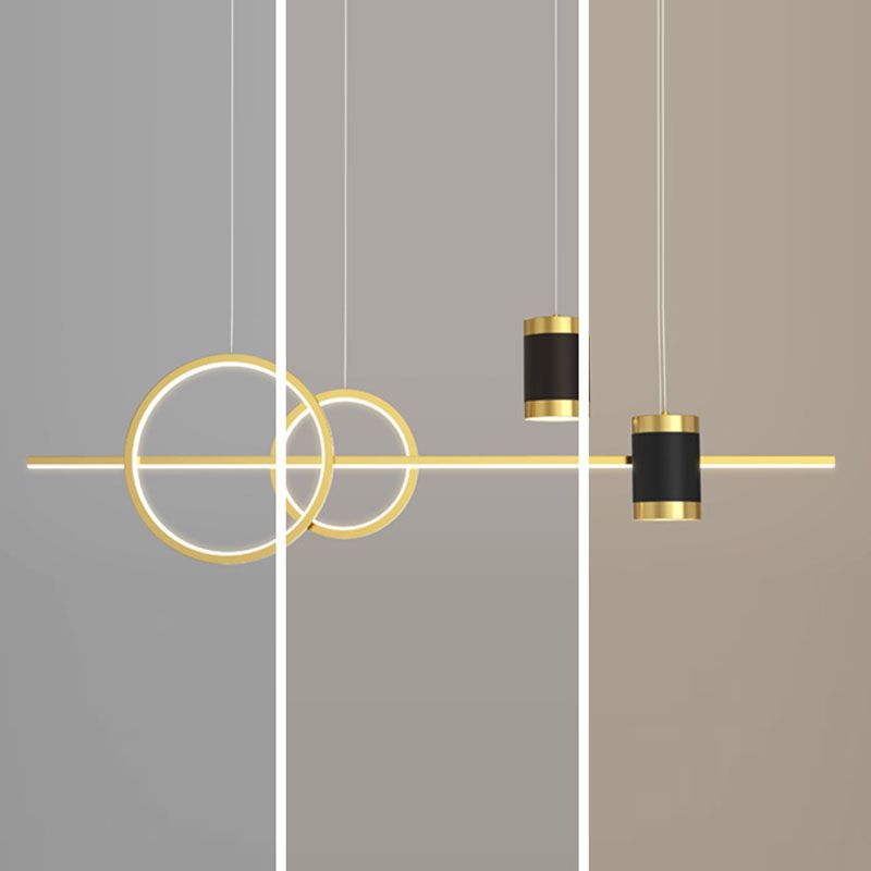 Modern Style Linear Shaped Island Pendant Metal 5 Lights Island Light for Restaurant