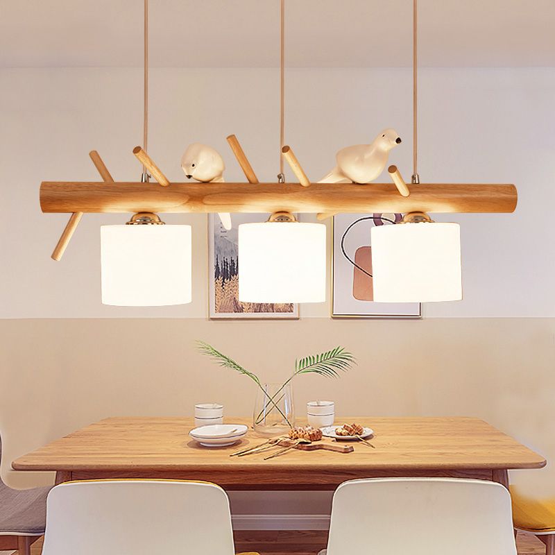 Contemporary Style Cylinder Island Lights White Glass Island Pendant Lights