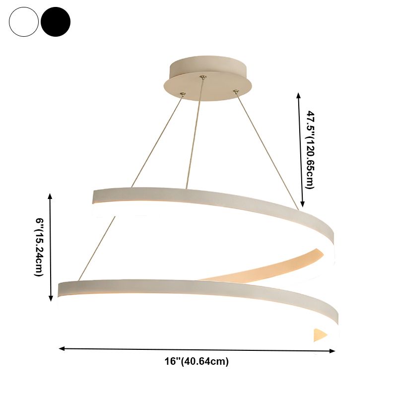Curvas sin costuras Luz de colgante lámpara de lámpara contemporánea metal 1 luz