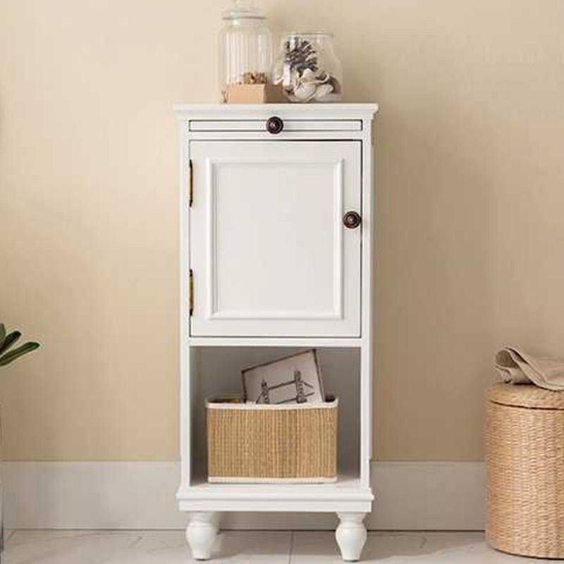 15.7" W 1 - Door Accent Cabinet in Rubberwood with Open Storage