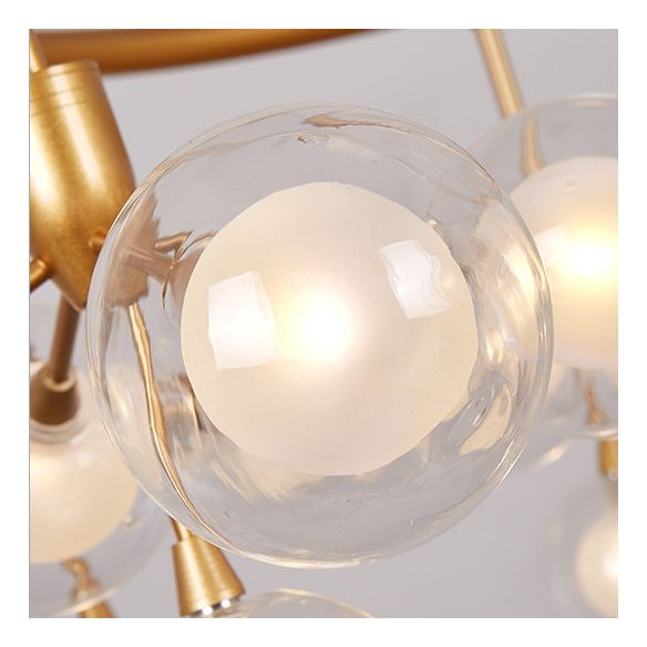 Lampatto a sospensione a sfera di vetro trasparente Light Light Modern 25/45 Luci a sospensione dorata per soggiorno