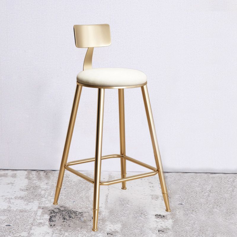 Glam Armless Backrest Counter Stool Iron Bar Stool with Cushion for Milk Tea Shop