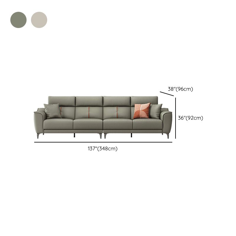 Contemporary Style Faux Leather Solid Color Sewn Pillow Back Sofa