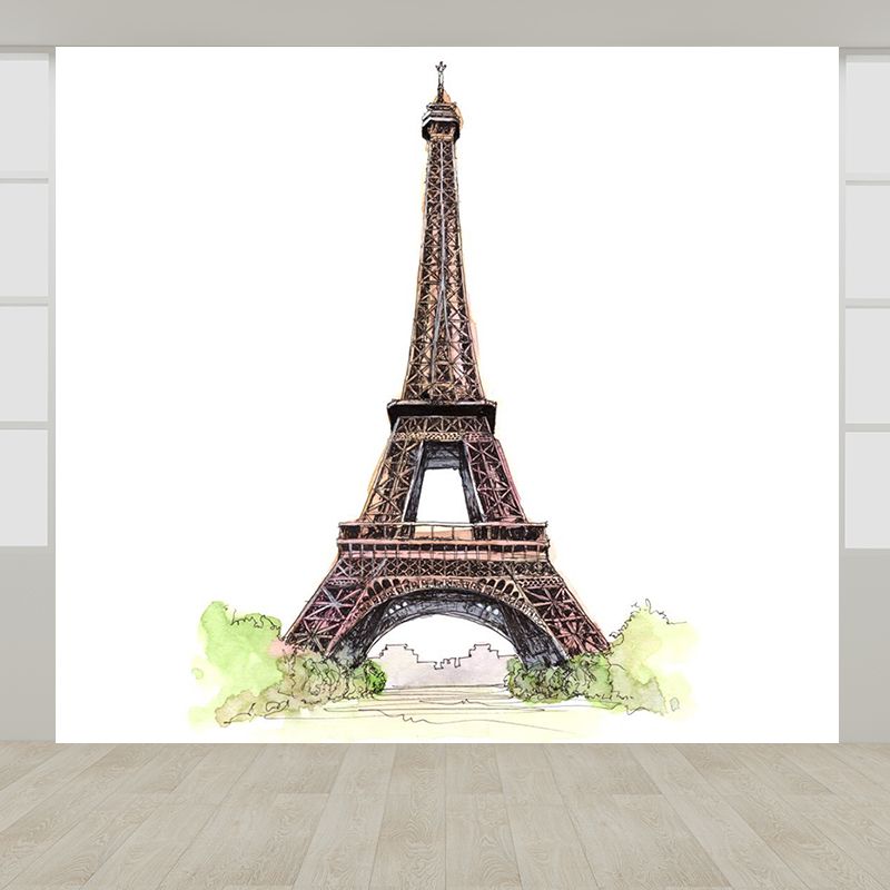 Pastel Watercolor Landmark Wall Mural Architecture Modern Moisture Resistant Wall Decor