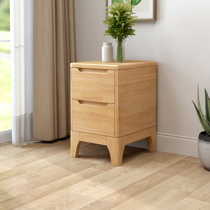 2 Drawer Nightstand with Legs 20" Tall Wood Accent Table Nightstand