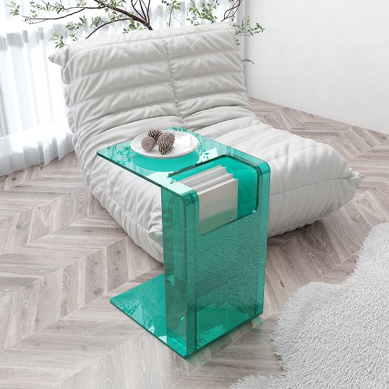 Contemporary Sofa Side Accent Table Plastic Pedestal Living Room with Storage