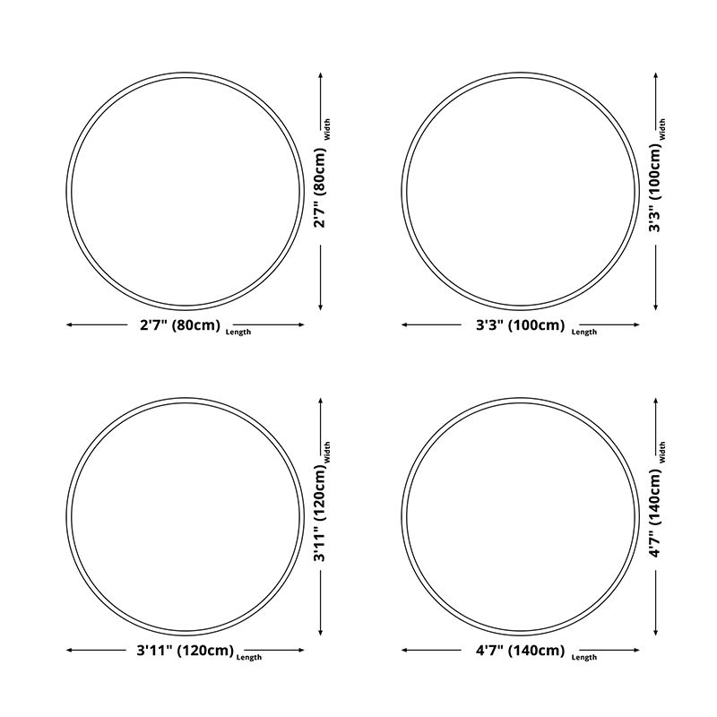 Round Carpet Simple Contrast Panel Area Rug Polyester Stain Resistant Indoor Carpet for Home Decor