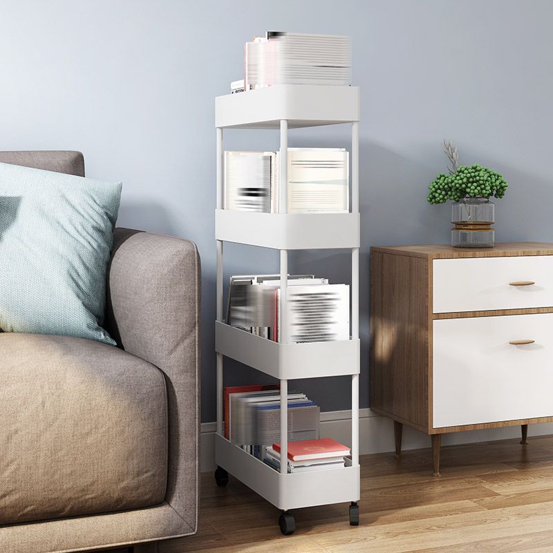 Modern Style Bookshelf Open Shelf Bookcase with Caster Wheels